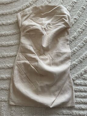 Zara Strapless Linen Style Mini Dress Women’s Size Small